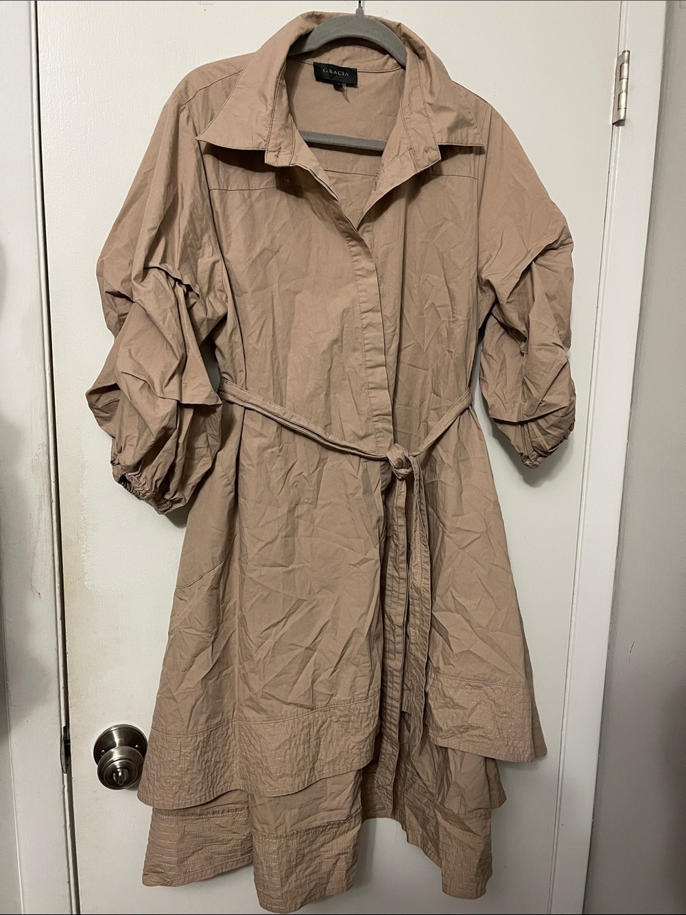 Gracia Beige High-Low Dress with Tie Waist